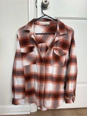 Thread & Supply Rust and White Plaid Button-Down Shirt